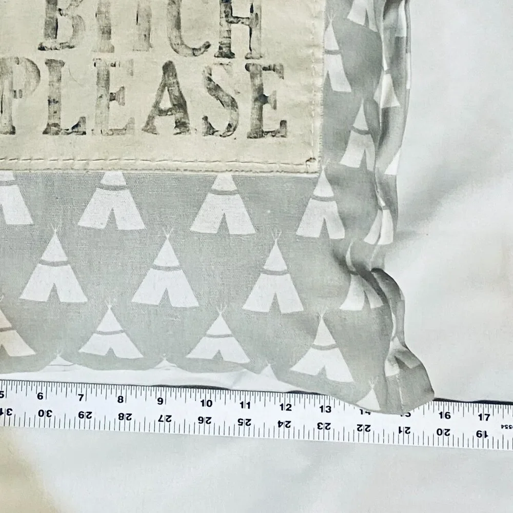 Pillow Decorative Accent Sz 16 X 14 Square Boho Beach Applique